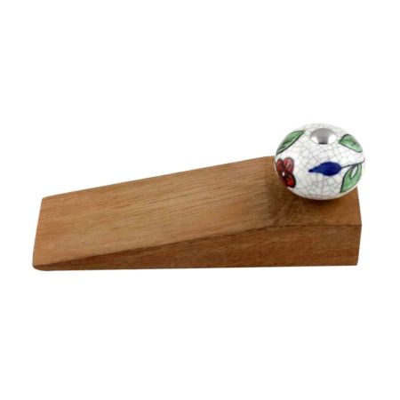 2 Pieces Multicolor Leaf Crackle Ceramic Wooden Door Stopper